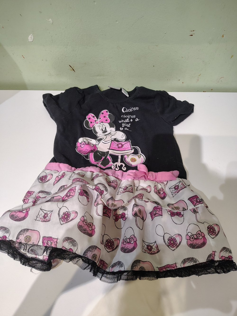 Disney Minnie Mouse Tunic Shirt Toddler Girl Black and White Shopping Size 4T